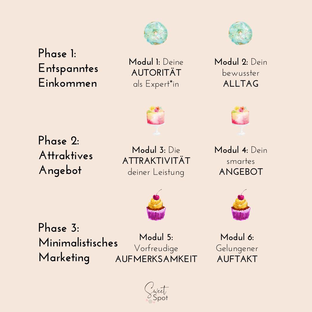 Sweet Spot Angebotsentwicklung für Selbstständige mit Business-Coach Lilli Koisser Ablauf