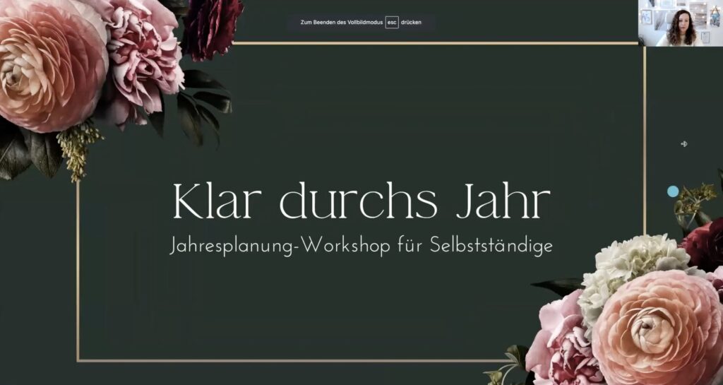 Klar durchs Jahr Jahresplanung-Workshop für Selbstständige Video
