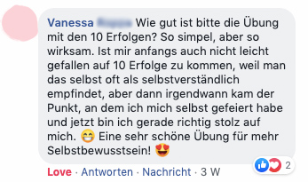 "Simple, wirksame und sehr schöne Übung für mehr Selbstbewusstsein"