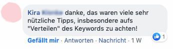 "Sehr nützliche Tipps zum Einsetzen von Keywords"