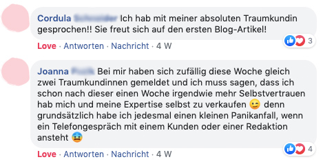 "Traumkundinnen melden sich und freuen sich auf Blogartikel"