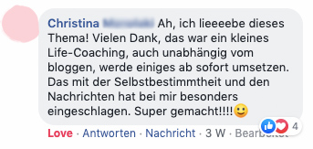 "Das war ein kleines Life-Coaching zu Selbstbestimmtheit"