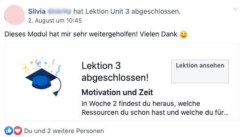"Input zu Motivation und Zeit hat mir sehr weitergeholfen"