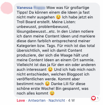 "Was für großartige Tipps - da können einem die Ideen ja gar nicht mehr ausgehen"