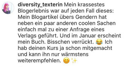"Anfrage eines Verlags bekommen und Buch geschrieben"