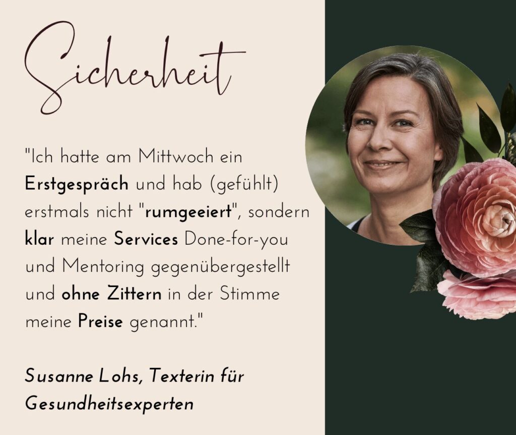 Sicherheit im Erstgespräch Testimonial Susanne Lohs