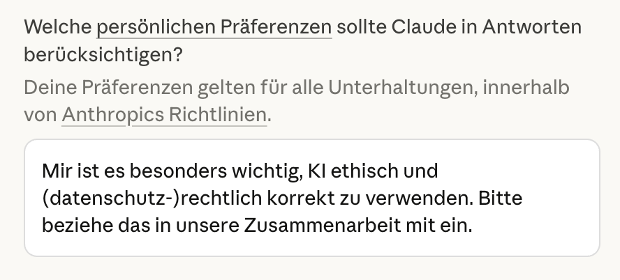Claude KI Ethik und Datenschutz Hinweis